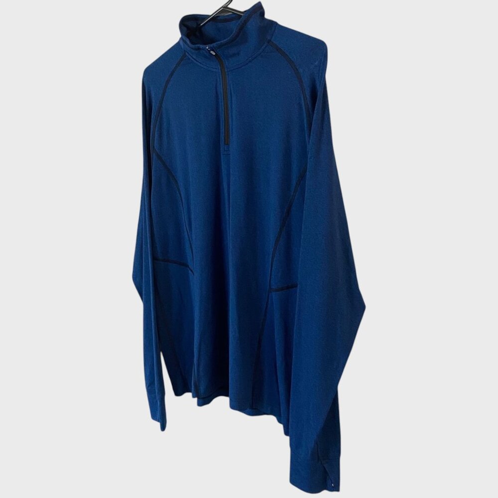 REI Co-op Quarter Zip Shirt Blue Men's Large Athletic Stretch Hiking Base-Layer - Picture 2 of 12